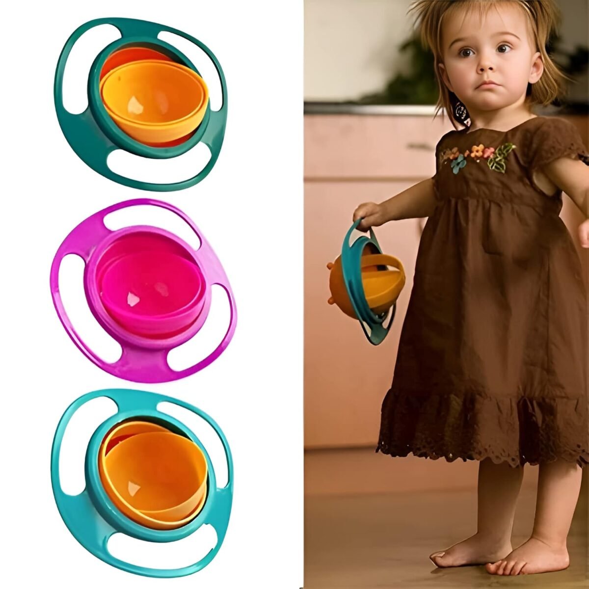 360 Degree Gyro Bowl for Baby - Anti-Spill, Self-Stabilizing, Saturn Design | Dishwasher Safe - Image 5