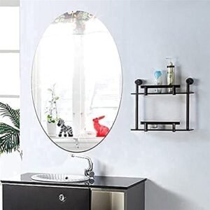 Unbreakable Plastic, 20x30cm, Silver Finish – Ideal for Bathroom, Bedroom, Living Room, Basin Mirror Décor