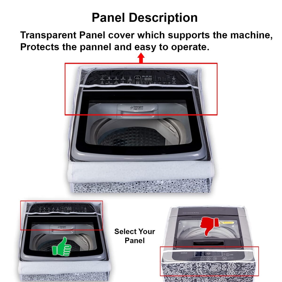 Waterproof Washing Machine Cover Front Load Compatible 6kg to 6.5kg | Durable & Fit-Random Design - Image 3