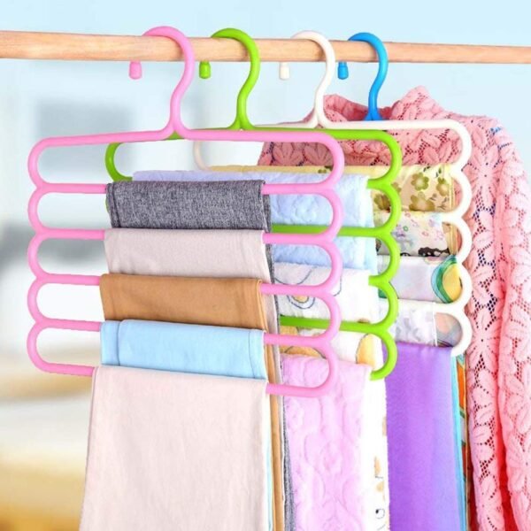 5 Layer Pants Clothes Hanger Wardrobe Storage Organizer Rack