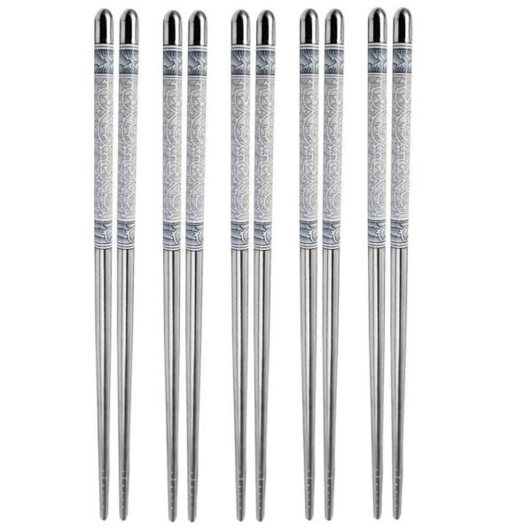 5 Pairs Reusable Metal Stainless Steel Chopsticks