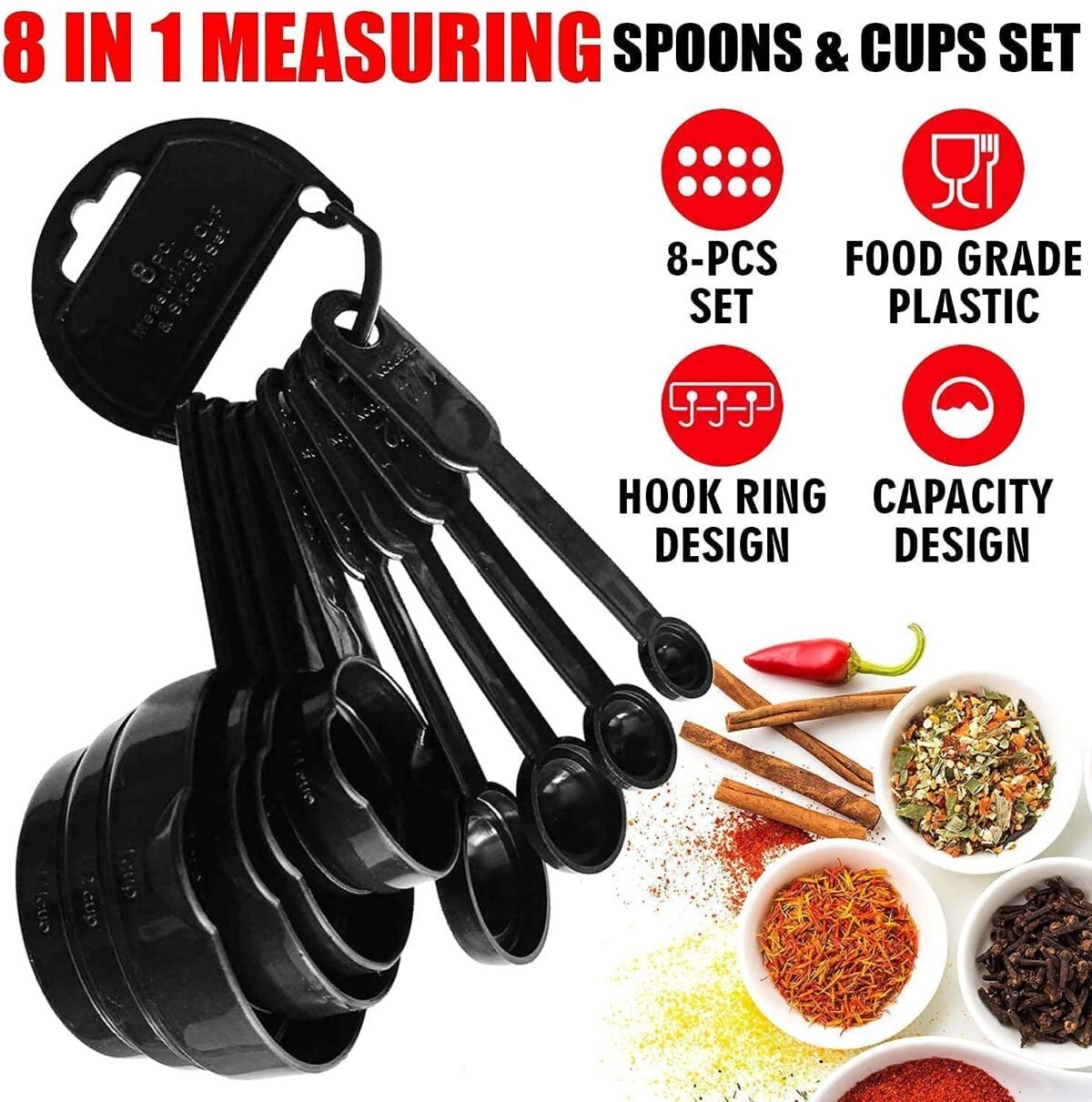 Cup Set of 8-Piece - Kitchen Measuring Spoons