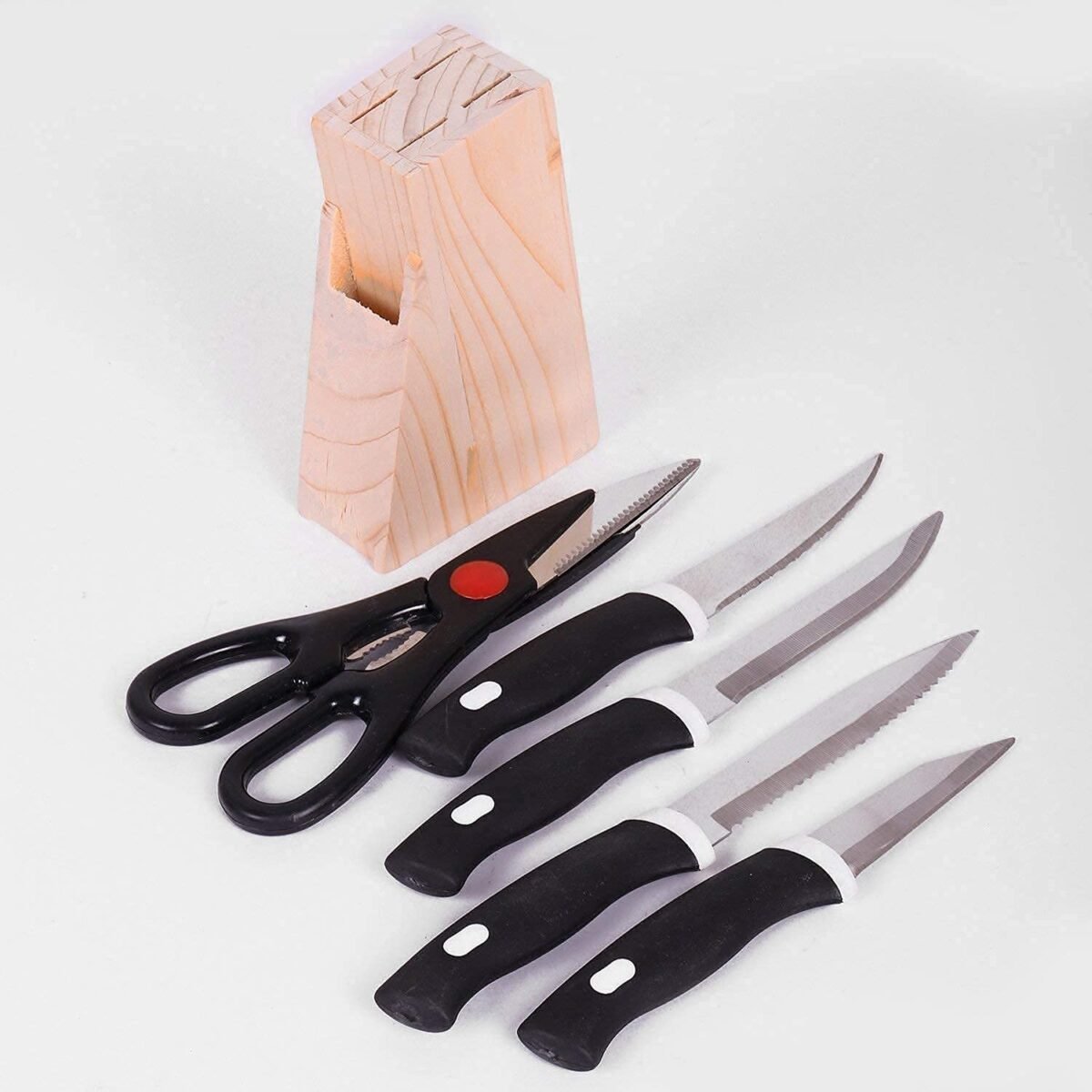 Wooden Knife Holder for Kitchen - Universal Knives Holder Stand with 5 Slots