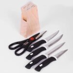Wooden Knife Holder for Kitchen - Universal Knives Holder Stand with 5 Slots
