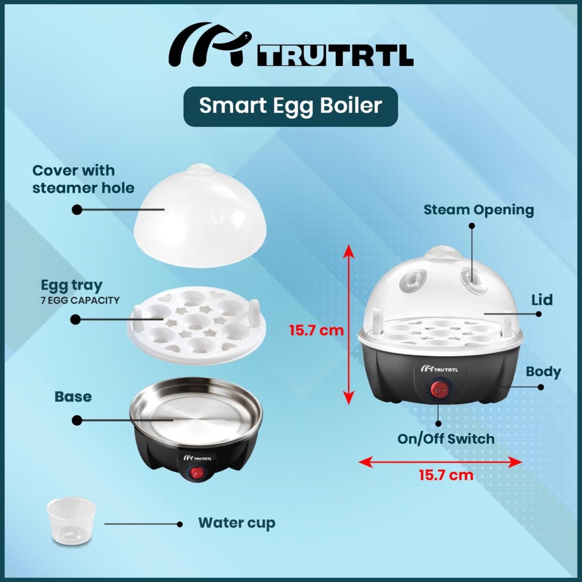 Egg Boiler Electric Automatic Off 7 Egg Poacher For Steaming