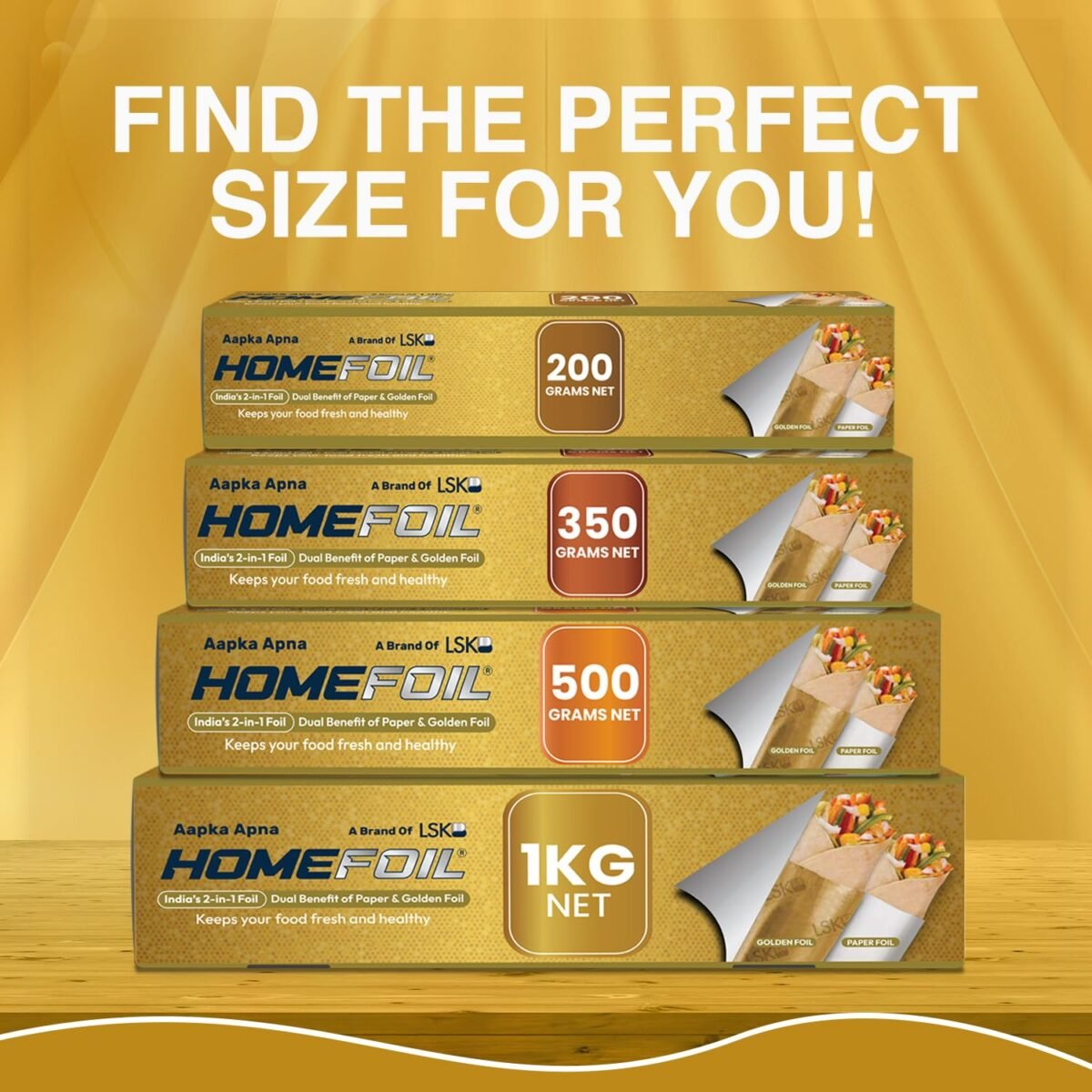 2-in-1 Paper & Golden Converted Aluminium Foil (200 Grams Net) - MySmartiee