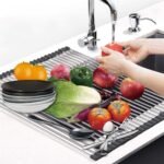 Multipurpose Over-Sink Roll-Up Dish Drying Rack – Foldable Stainless Steel - MySmartiee