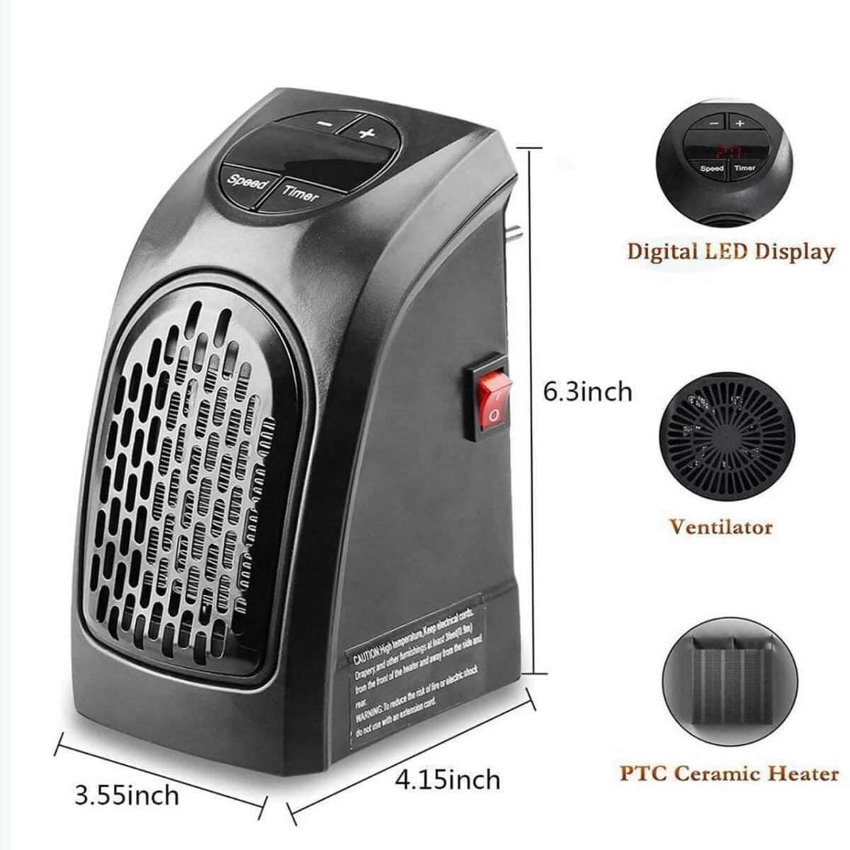 Wall-Outlet 400 Watts Electric Handy Room Heater | MySmartiee