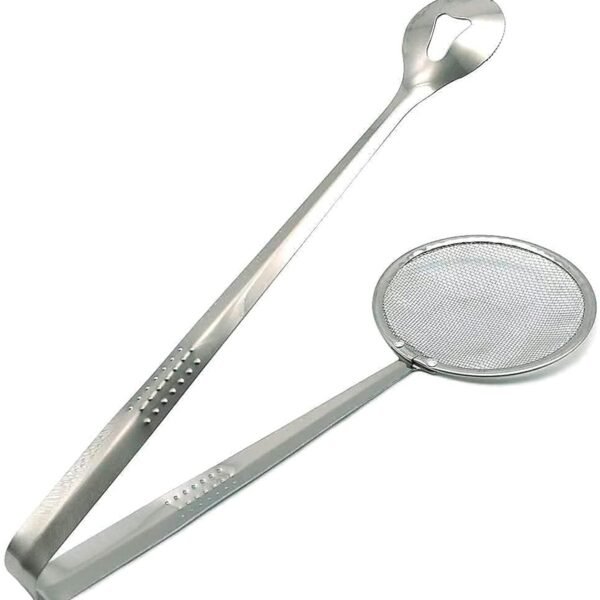 2 in 1 Fry Tool Filter Spoon Strainer with Clip