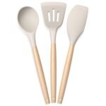 Silicone Spatula with Wooden Handle | Non Stick Safe Cooking & Mixing Kitchen Tools