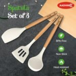Silicone Spatula with Wooden Handle | Non Stick Safe Cooking & Mixing Kitchen Tools - Image 2