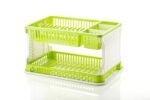 2-Layer Dish Drainer Set - Plastic Drying Rack with Cutlery Holder & Utensil Stand - Image 2