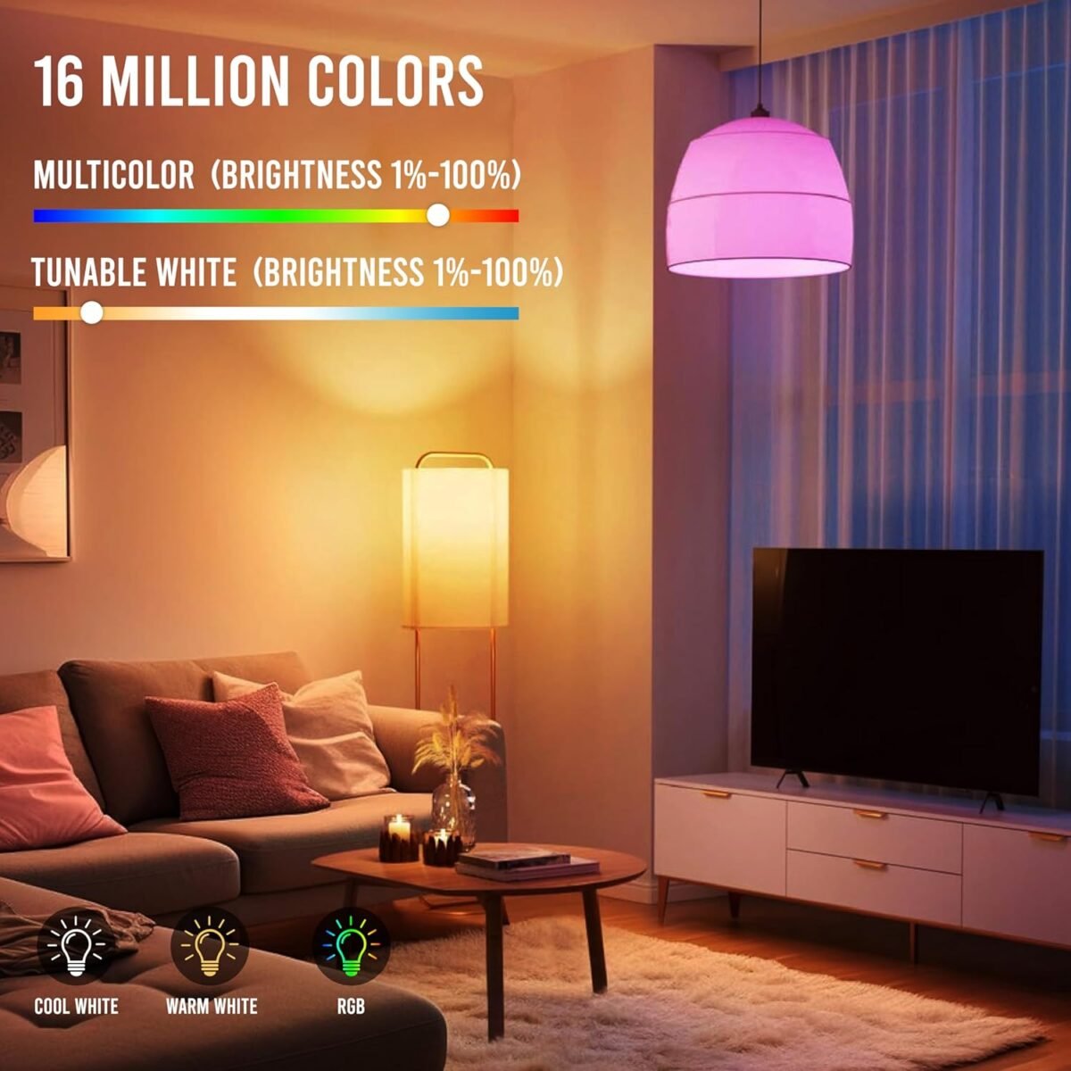 RGB Bluetooth Music Bulb - 12W Color-Changing LED Speaker Light with Remote - Image 2