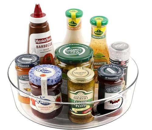 360 Degree Rotating Tray - Transparent Lazy Susan for Spice & Cosmetic Storage