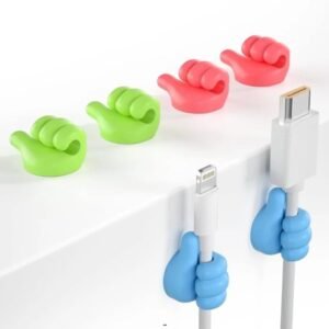 Durable and flexible silicone wall hooks in red, green, and blue.