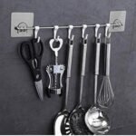 Stainless Steel Wall Hanger - No-Drill Adhesive Hooks for Kitchen/Bathroom Organizing