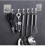 Stainless Steel Wall Hanger - No-Drill Adhesive Hooks for Kitchen/Bathroom Organizing - MySmartiee