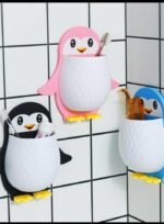Penguin Toothbrush Holder - Adhesive Wall-Mounted Bathroom Organizer - Image 5