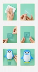 Penguin Toothbrush Holder - Adhesive Wall-Mounted Bathroom Organizer - Image 8