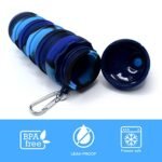 Portable 500ml silicone water bottle in folded design