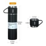 3-Cup Vacuum Flask Set - 500ml Stainless Steel Insulated Bottle with Cups - Image 5