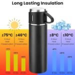 3-Cup Vacuum Flask Set - 500ml Stainless Steel Insulated Bottle with Cups - Image 10