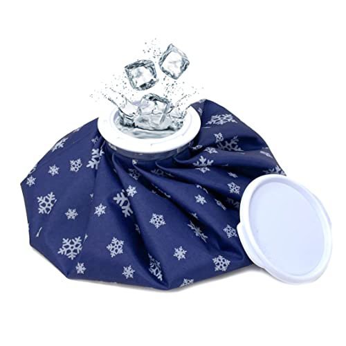 9 Inch Ice Bag for Pain Relief - Cold Water Bag with Leak-Proof Lid, Blue Snowflakes Design