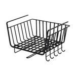 Undershelf Hanging Rack with Hooks - Metal Cabinet Organizer for Kitchen Storage
