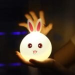 USB Rechargeable Rabbit Night Light - 7-Color Dimmable Nursery Lamp for Kids' Rooms