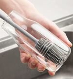 Long Handle Silicone Bottle Brush - Cleaner for Baby Bottles, Cups & Vases | Random Color - Image 3