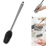 Long Handle Silicone Bottle Brush - Cleaner for Baby Bottles, Cups & Vases | Random Color - Image 2