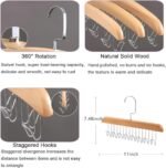 8-Hook Wooden Hanger - Adjustable Closet Organizer for Lingerie, Belts & Ties - Image 5