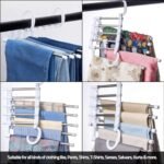 5-in-1 Stainless Steel Foldable Hanger for Clothes & Pants - Multi-Layer Wardrobe Organizer - Image 3