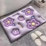 3D Anti Slip Bathroom Mat, Square, Multicolour , Multi design Floral, Machine Washable, Rubber, Indoor - Image 7