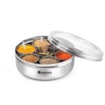 7-Compartment Stainless Steel Masala Box - Ring-Shaped Spice Organizer with Spoon - Image 7