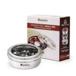 7-Compartment Stainless Steel Masala Box - Ring-Shaped Spice Organizer with Spoon - Image 4