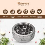 7-Compartment Stainless Steel Masala Box - Ring-Shaped Spice Organizer with Spoon - Image 3