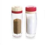 Salt & Pepper Glass Spice Jar with Black Sifter Cap, Square Masala Container, 2 Sided