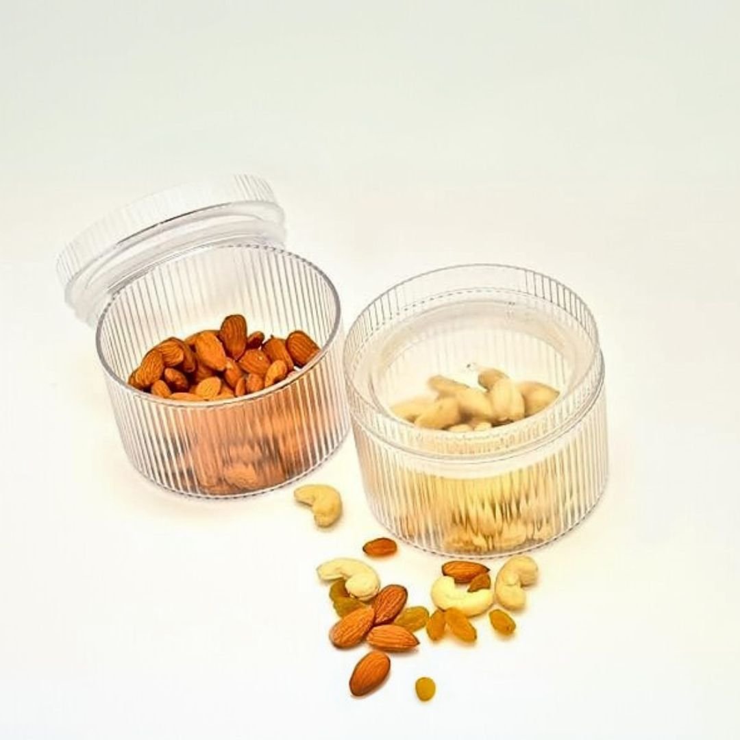 MS463 (3) Dry Fruit Container Set 450ml - Airtight Round Jars for Snacks, Spices, Pulses - Image 1