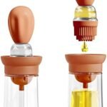 Silicone Oil Brush Glass 2-in-1 Oil Dispenser Bottle with Dropper for Cooking, Baking & BBQ