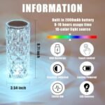 Multi Color Crystal Diamond Touch LED Table Lamp with Remote, USB Rechargeable Night Light - Image 4