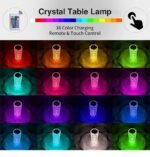 Multi Color Crystal Diamond Touch LED Table Lamp with Remote, USB Rechargeable Night Light - Image 6