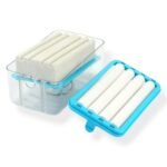2-in-1 Portable Soap Saver Box with Drain Holes & Rubber Roller, Travel Soap Dispenser