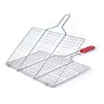 Portable Barbecue Grill | Mild Steel BBQ Grill Net Basket with Wooden Handle for Roasting