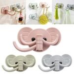 Plastic Adhesive Wall Hook Holder, Multicolor Elephant Design for Home & Office
