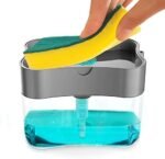 2-in-1 Soap Dispenser with Sponge Holder for Kitchen Sink | Dishwashing Liquid Pump