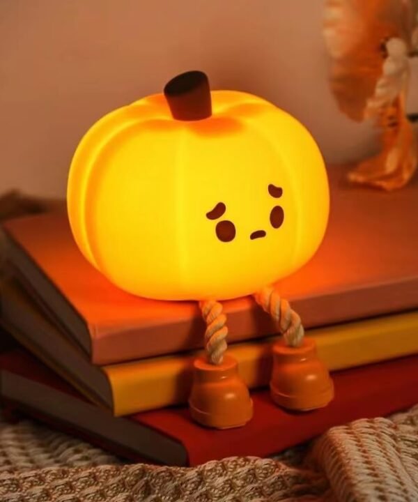 Pumpkin Night Light LED Lamp, Rechargeable Silicone Nightlight for Kids