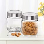 Treo Cube Glass Jar 580ml | Airtight Storage Jars with Steel Lid, Transparent ; Single piece - Image 4