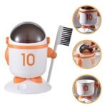 Mini Desktop Dustbin with Brush | Cute Astronaut Trash Can for Office & Kitchen with Flip Lid - Image 7
