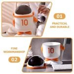 Mini Desktop Dustbin with Brush | Cute Astronaut Trash Can for Office & Kitchen with Flip Lid - Image 5